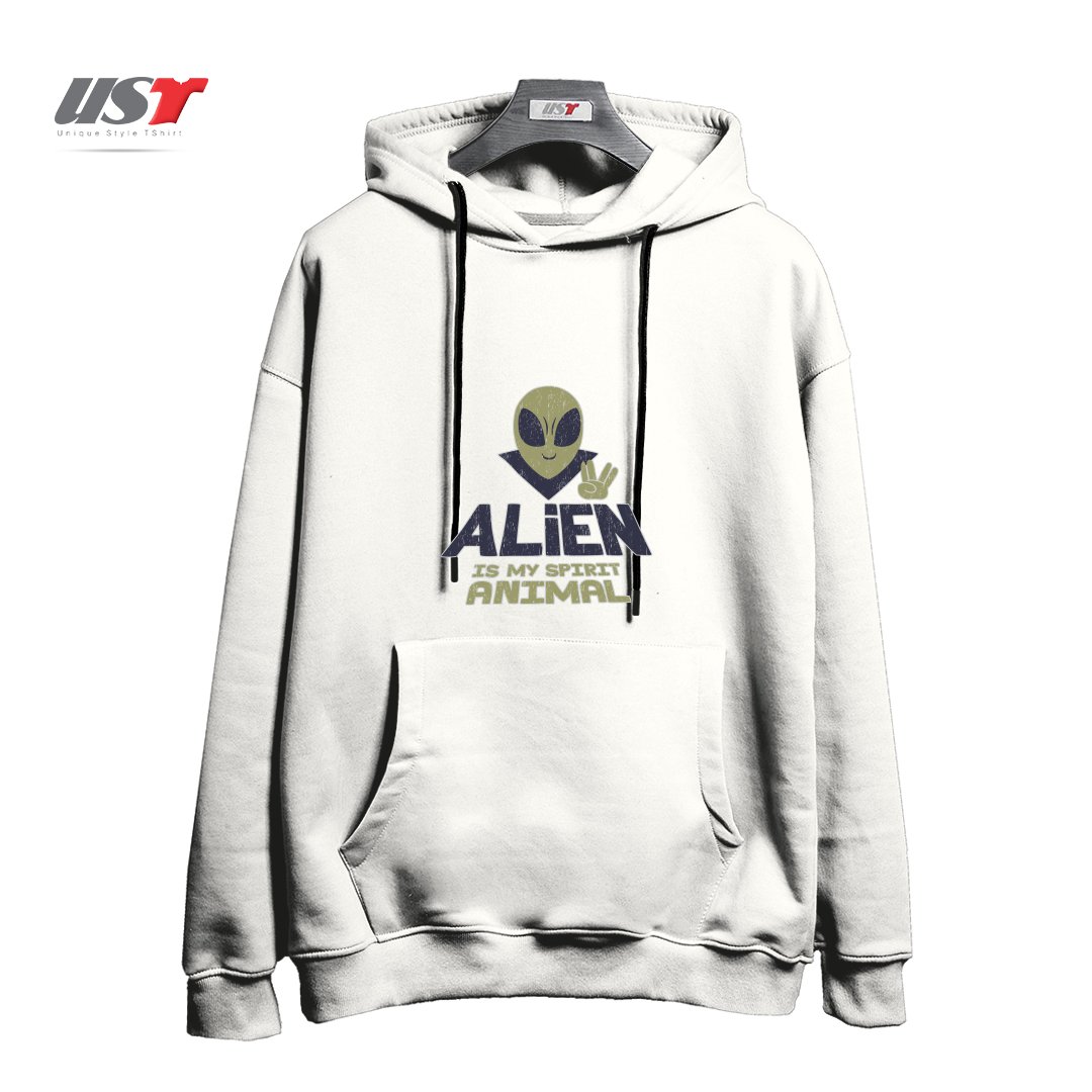 طرح ALIEN IS MY SPIRIT ANIMAL هودی اورسایزرنگ سفید