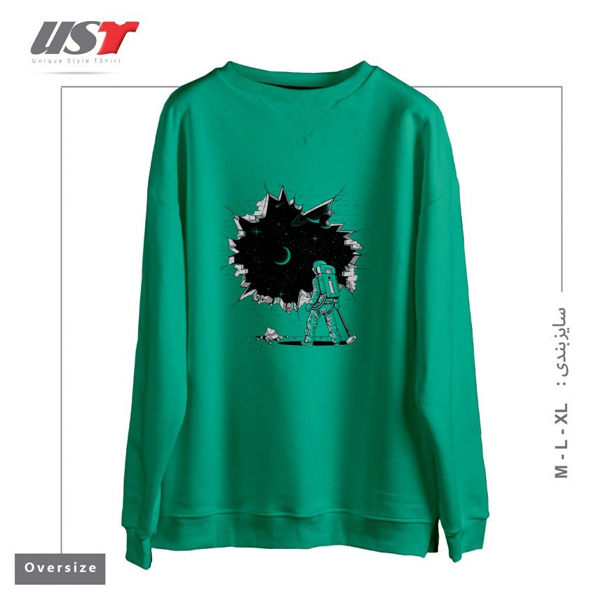 طرح BREAK ON THROUGH (TO THE OTHER SIDE) سوییشرت اورسایزرنگ سبز سدری