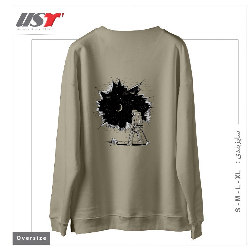 طرح BREAK ON THROUGH (TO THE OTHER SIDE) سوییشرت اورسایزرنگ نخودی