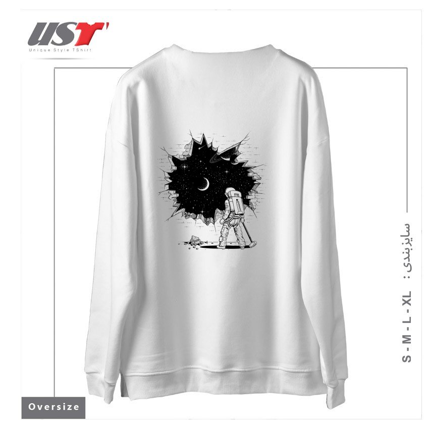 طرح BREAK ON THROUGH (TO THE OTHER SIDE) سوییشرت اورسایزرنگ سفید