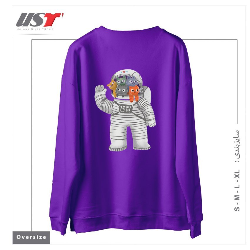 طرح CATSTRONAUT سوییشرت اورسایزرنگ بنفش