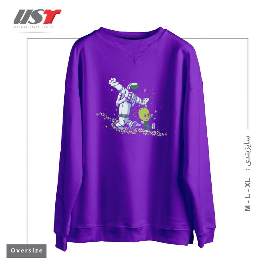 طرح CHASING STARS ALIEN AND ASTRONAUT BY TOBE FONSECA سوییشرت اورسایزرنگ بنفش