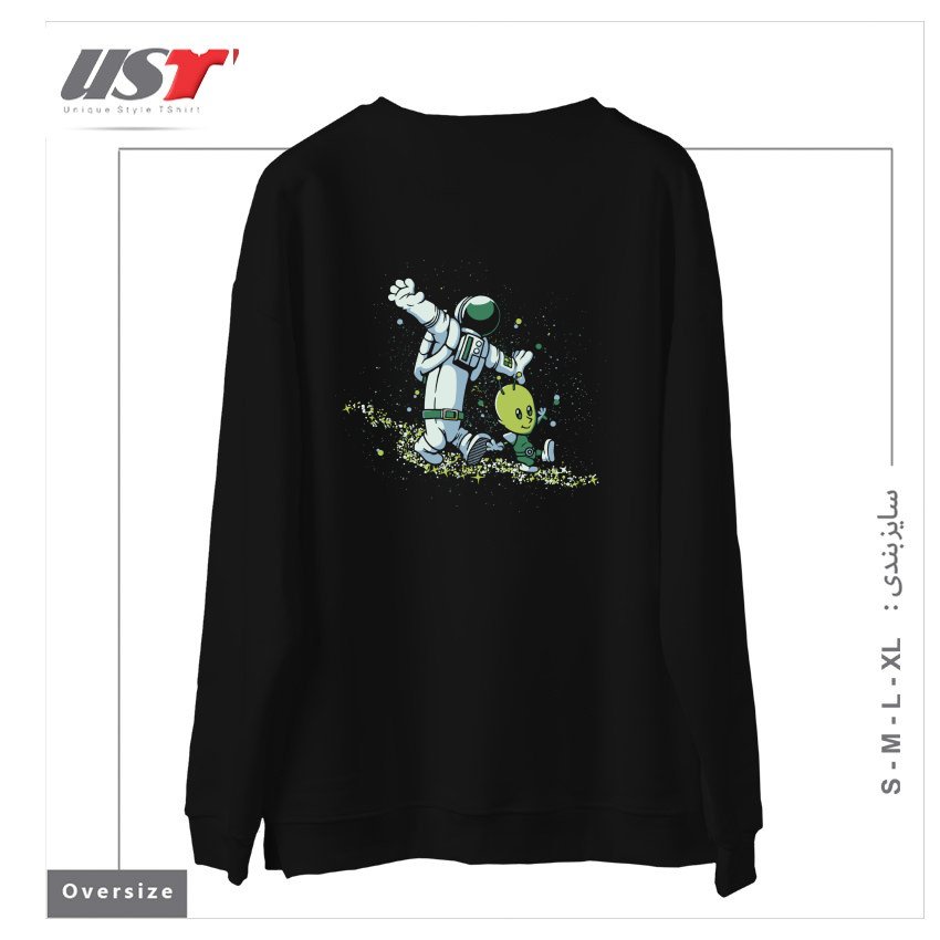 طرح CHASING STARS ALIEN AND ASTRONAUT BY TOBE FONSECA سوییشرت اورسایزرنگ مشکی