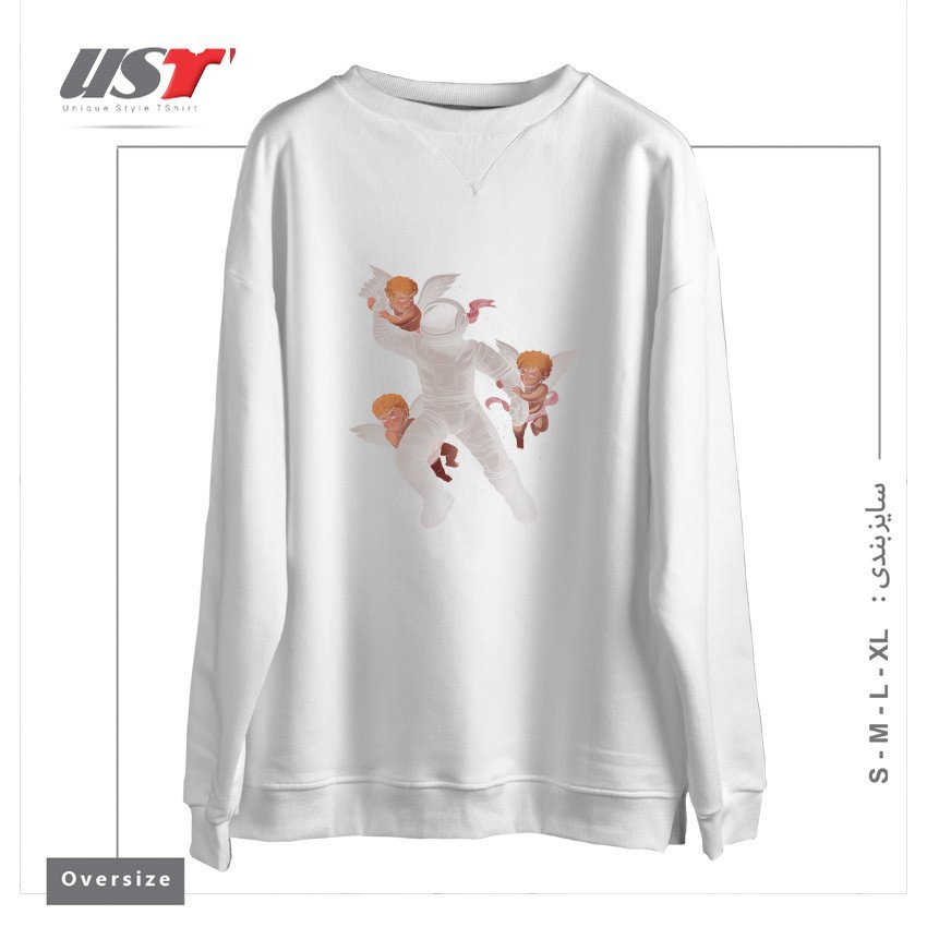 طرح CHERUBS ASTRONAUT سوییشرت اورسایزرنگ سفید