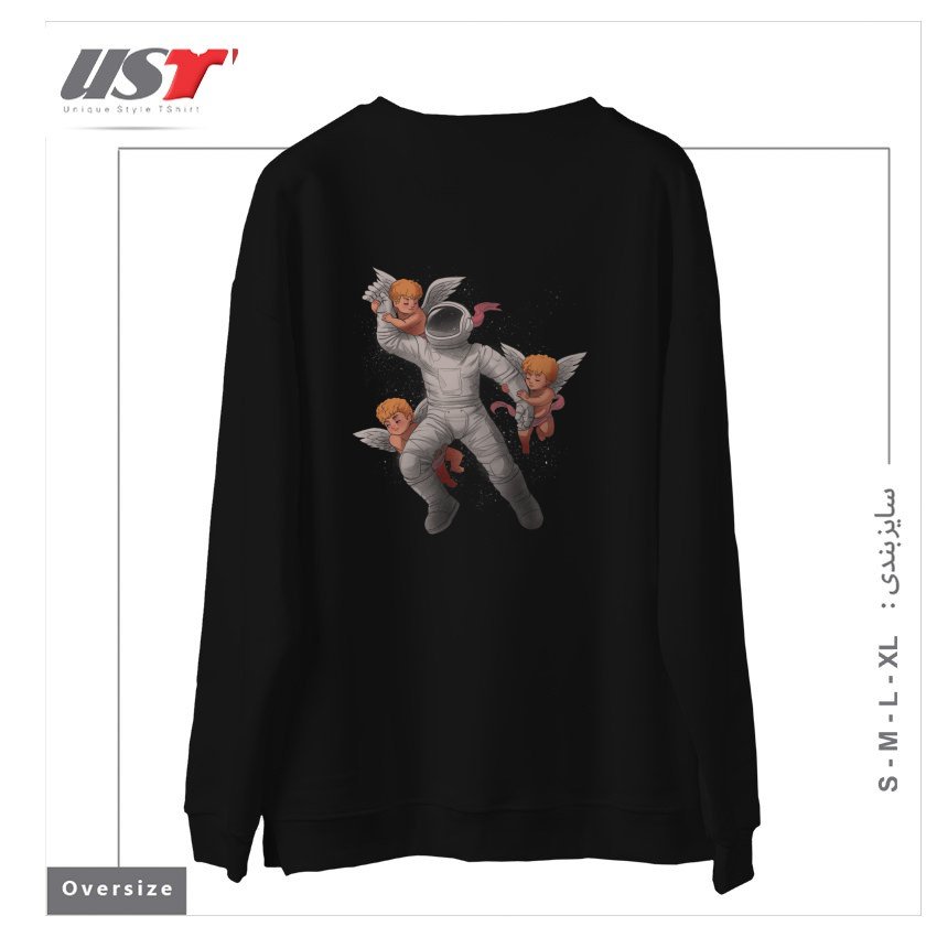 طرح CHERUBS ASTRONAUT سوییشرت اورسایزرنگ مشکی