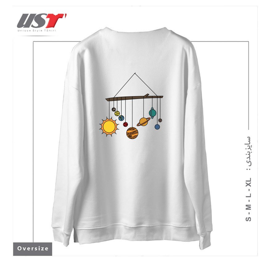 طرح CIRCA '90S SOLAR SYSTEM سوییشرت اورسایزرنگ سفید