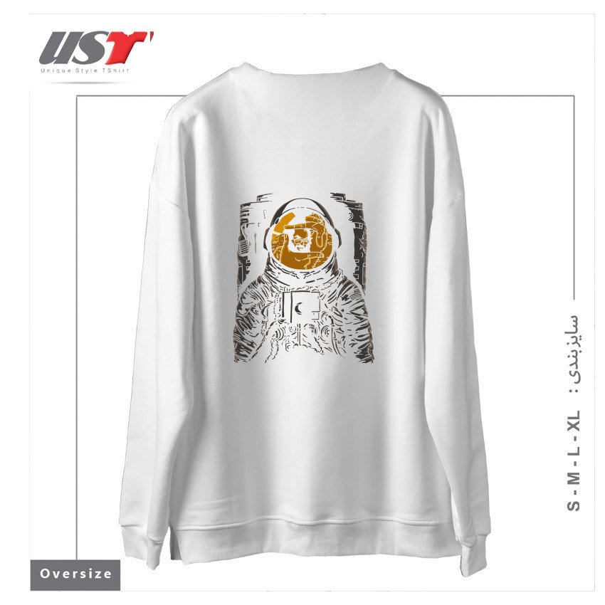 طرح DARK SIDE OF THE MOON سوییشرت اورسایزرنگ سفید