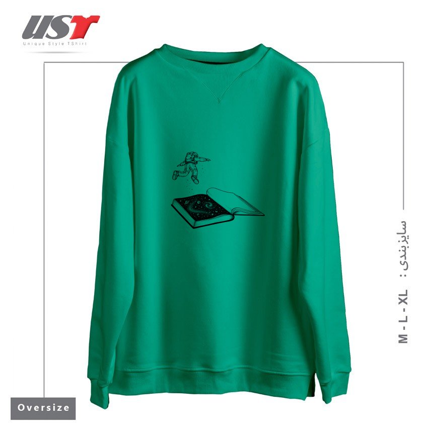 طرح DIVE IN سوییشرت اورسایزرنگ سبز سدری