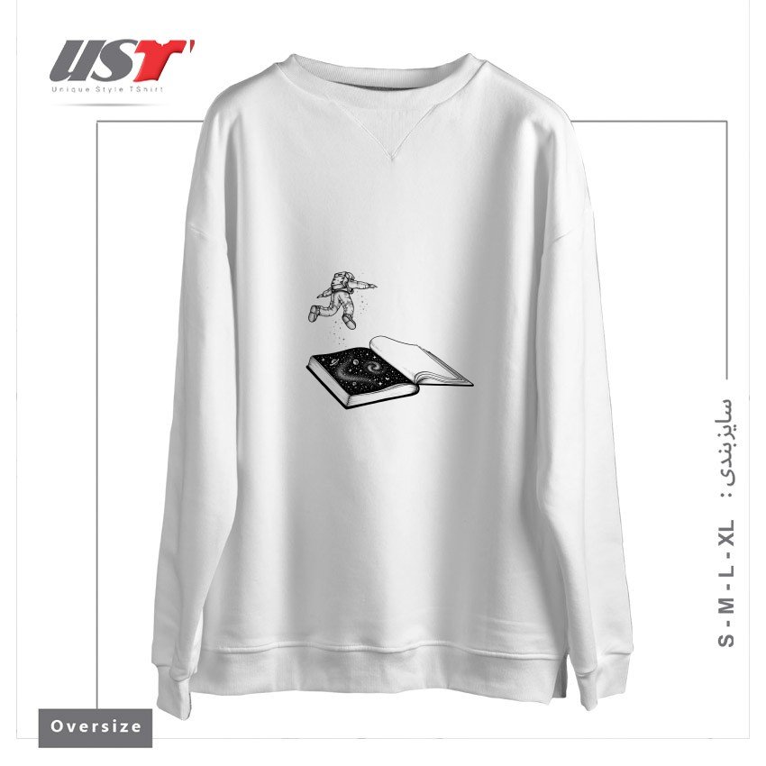 طرح DIVE IN سوییشرت اورسایزرنگ سفید