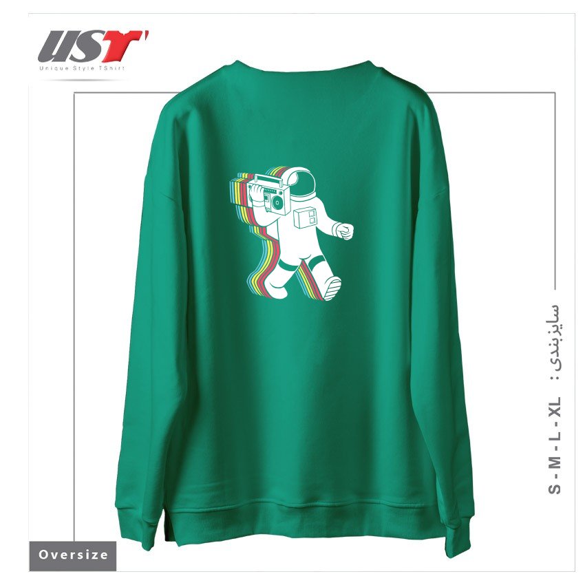 طرح FUNKALICIOUS45 سوییشرت اورسایزرنگ سبز سدری