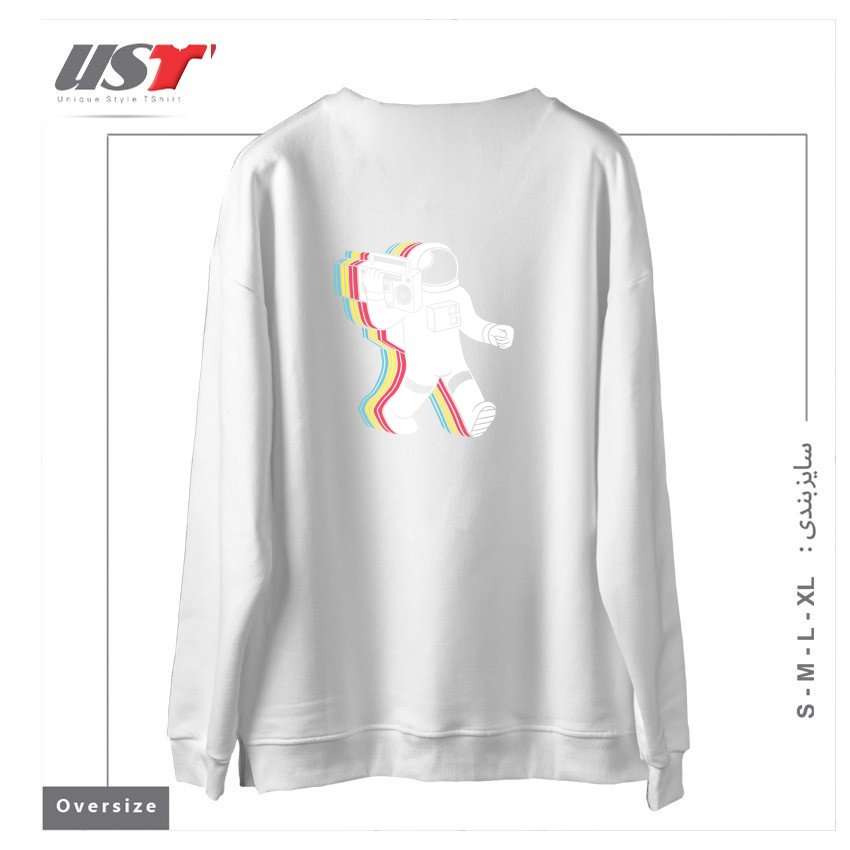 طرح FUNKALICIOUS45 سوییشرت اورسایزرنگ سفید