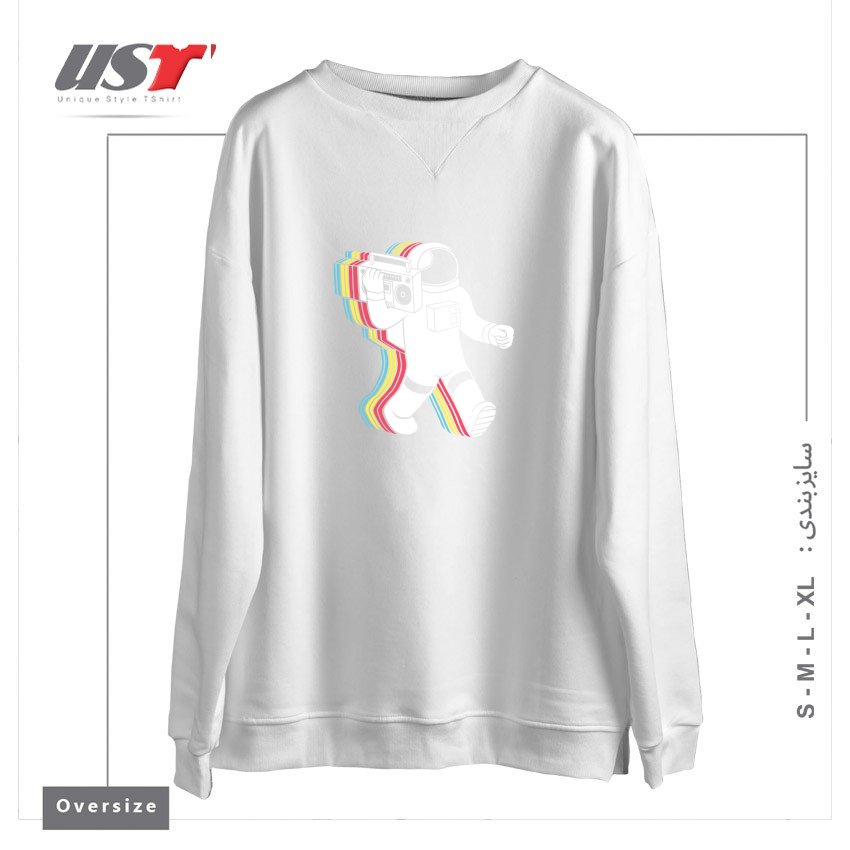 طرح FUNKALICIOUS45 سوییشرت اورسایزرنگ سفید