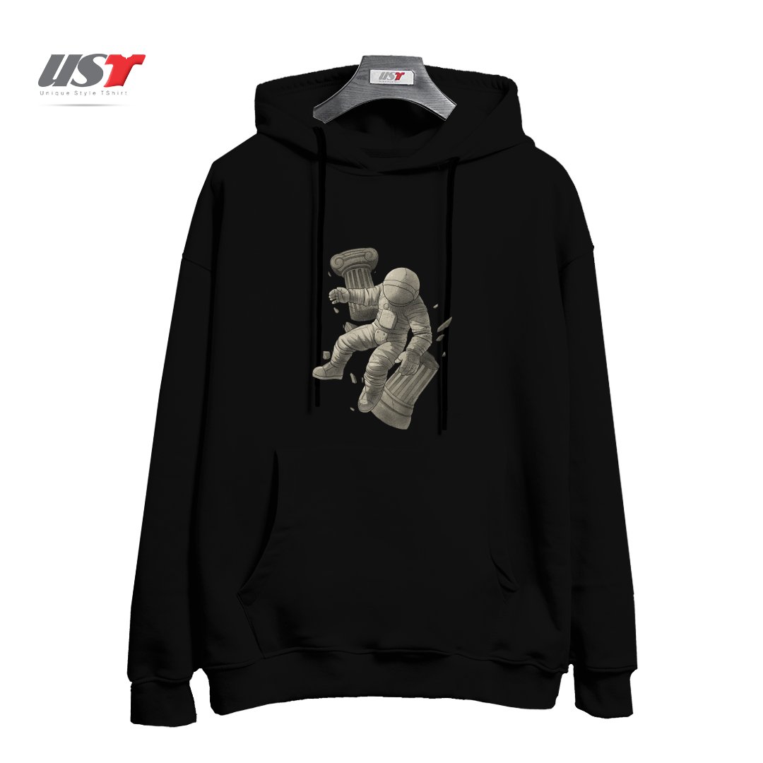 طرح GREEK MARBLE ASTRONAUT هودی اورسایزرنگ مشکی