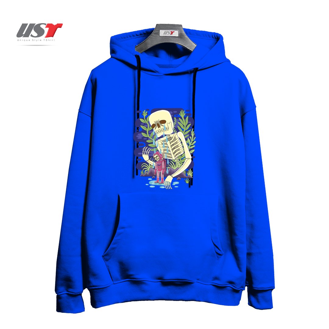 طرح HAUNTED هودی اورسایزرنگ آبی شالی