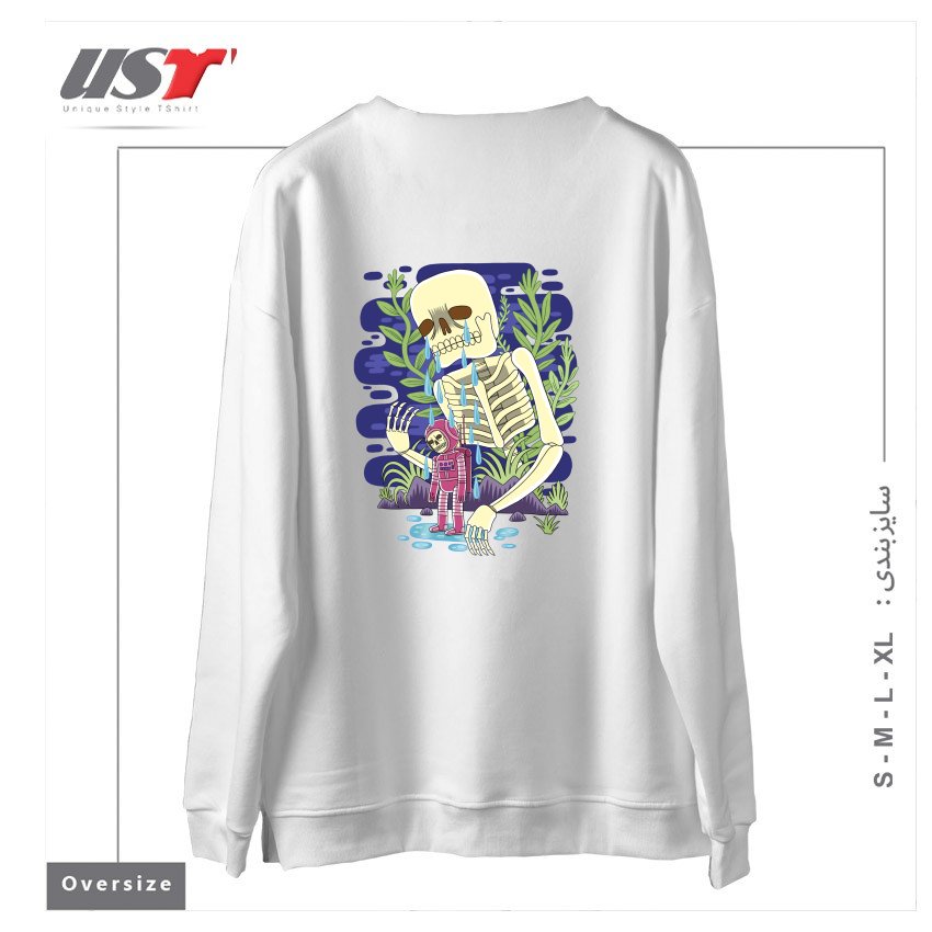طرح HAUNTED سوییشرت اورسایزرنگ سفید