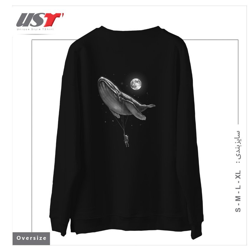 طرح HITCHING A RIDE45454 سوییشرت اورسایزرنگ مشکی