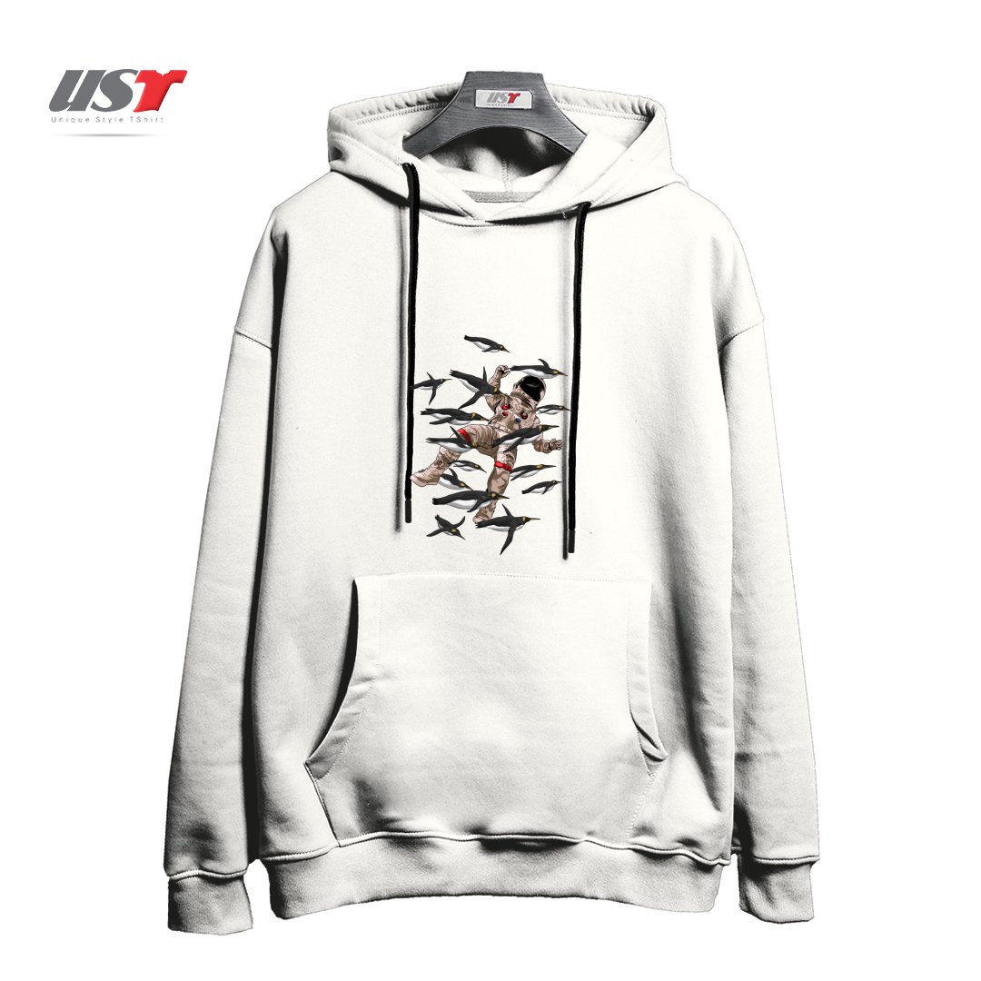 طرح I BELIEVE I CAN TOUCH THE SKY هودی اورسایزرنگ سفید