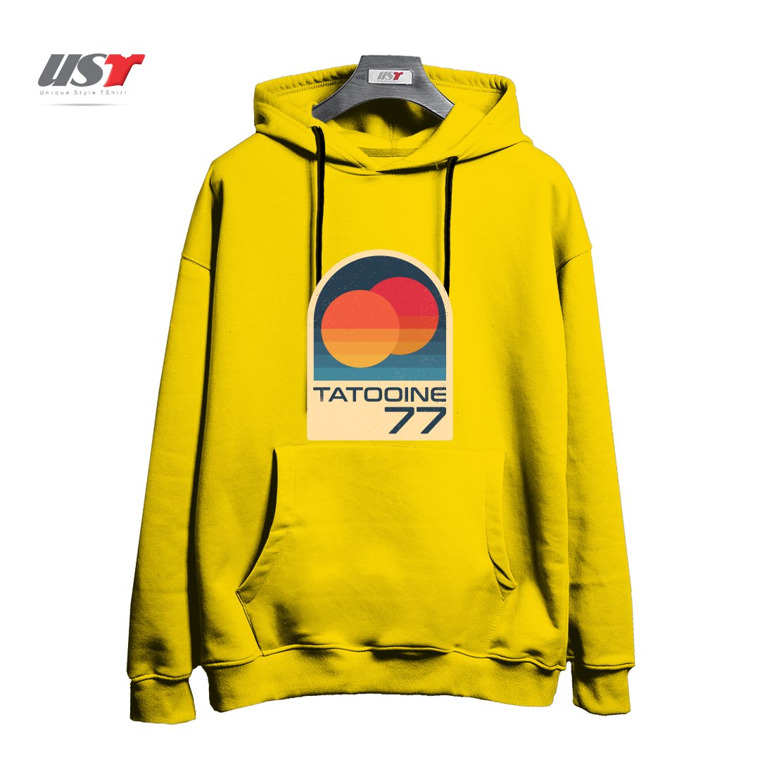 طرح ICONIC PLANET WITH DOUBLE SUN هودی اورسایزرنگ زرد