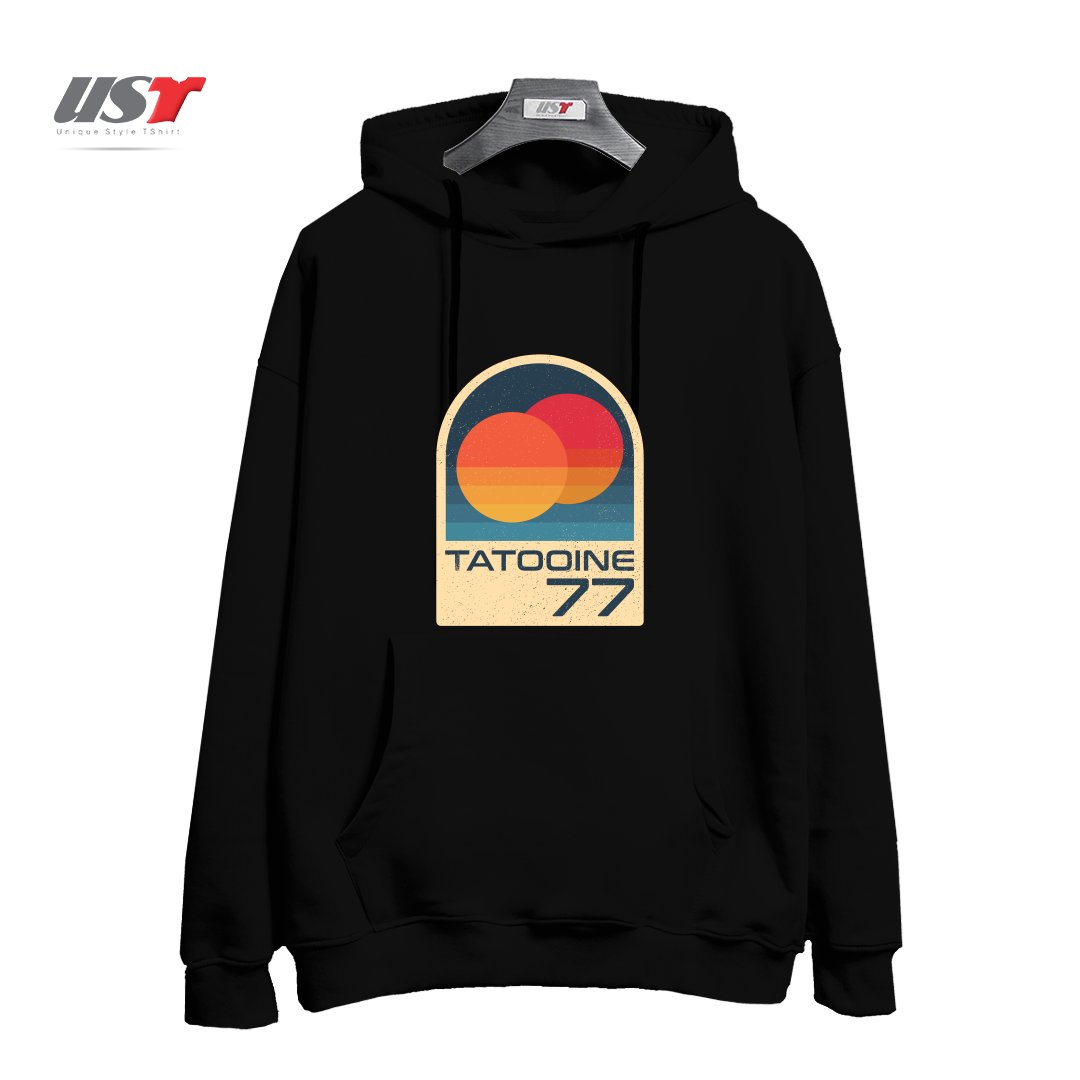 طرح ICONIC PLANET WITH DOUBLE SUN هودی اورسایزرنگ مشکی