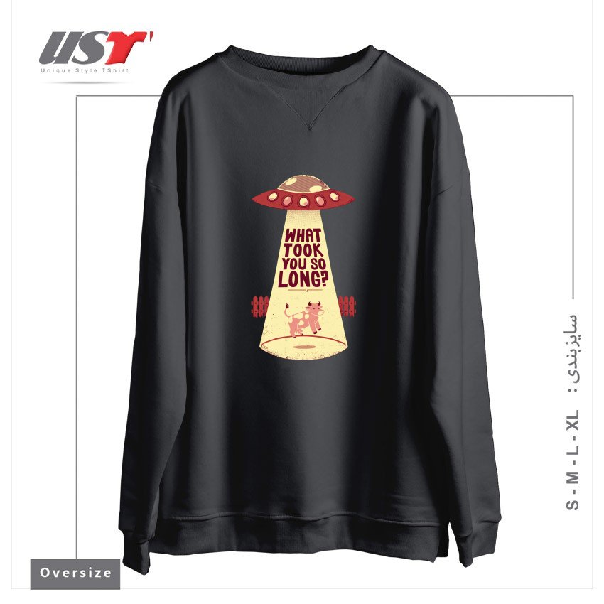 طرح WHY DID YOU TOOK SO LONG ALIEN FUNNY T-SHIRT سوییشرت اورسایزرنگ دودی