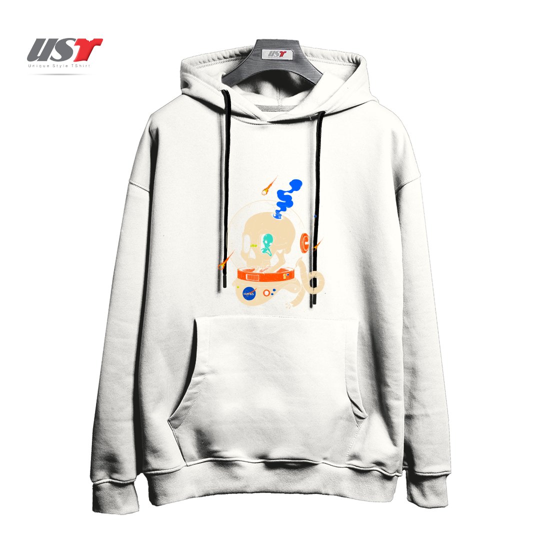 طرح VOYAGER هودی اورسایزرنگ سفید