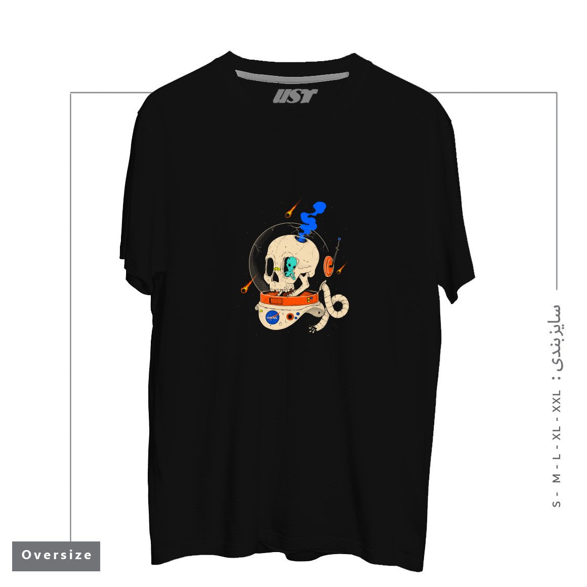 طرح VOYAGER تیشرت اورسایزرنگ مشکی