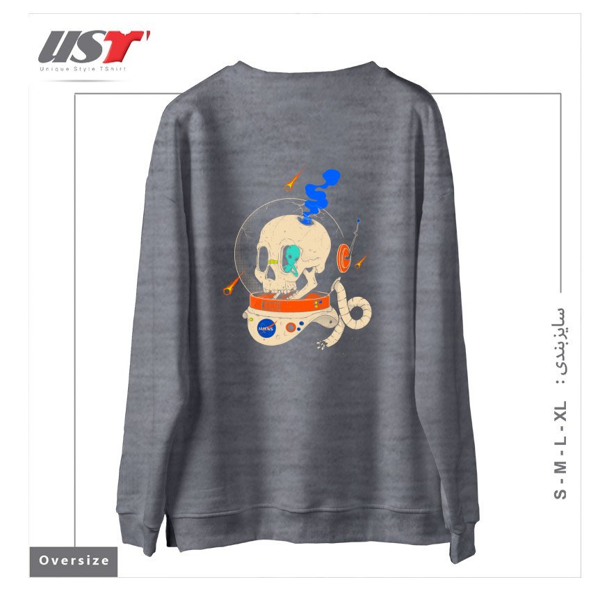 طرح VOYAGER سوییشرت اورسایزرنگ طوسی ملانژ