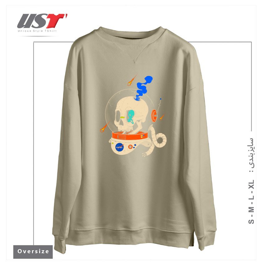 طرح VOYAGER سوییشرت اورسایزرنگ نخودی