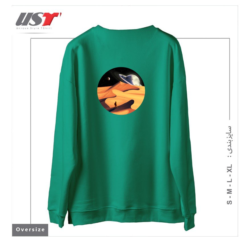طرح THE WANDERER سوییشرت اورسایزرنگ سبز سدری