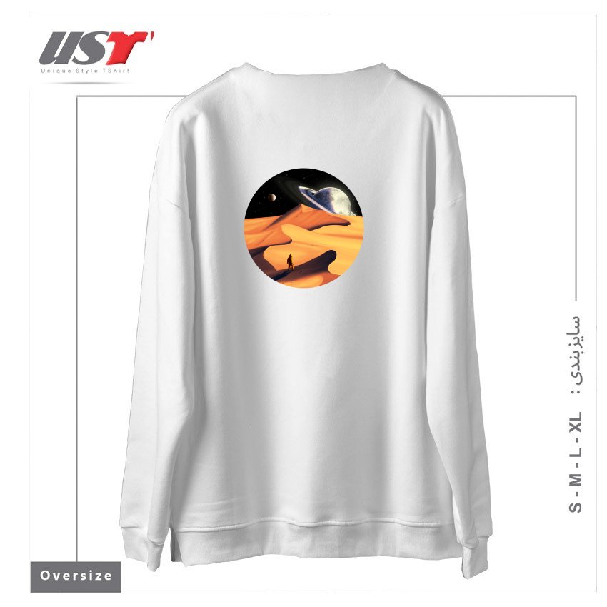 طرح THE WANDERER سوییشرت اورسایزرنگ سفید