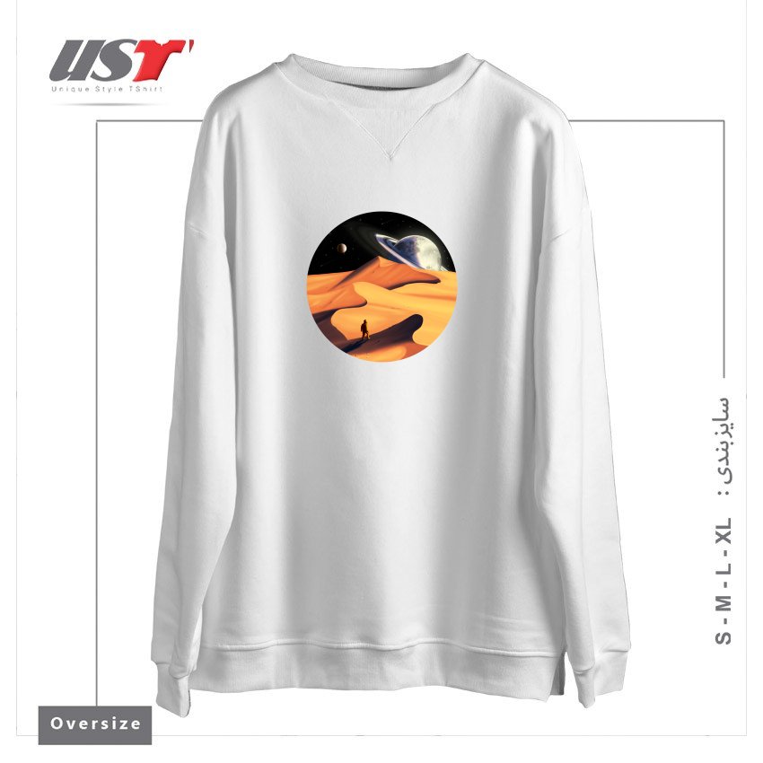 طرح THE WANDERER سوییشرت اورسایزرنگ سفید