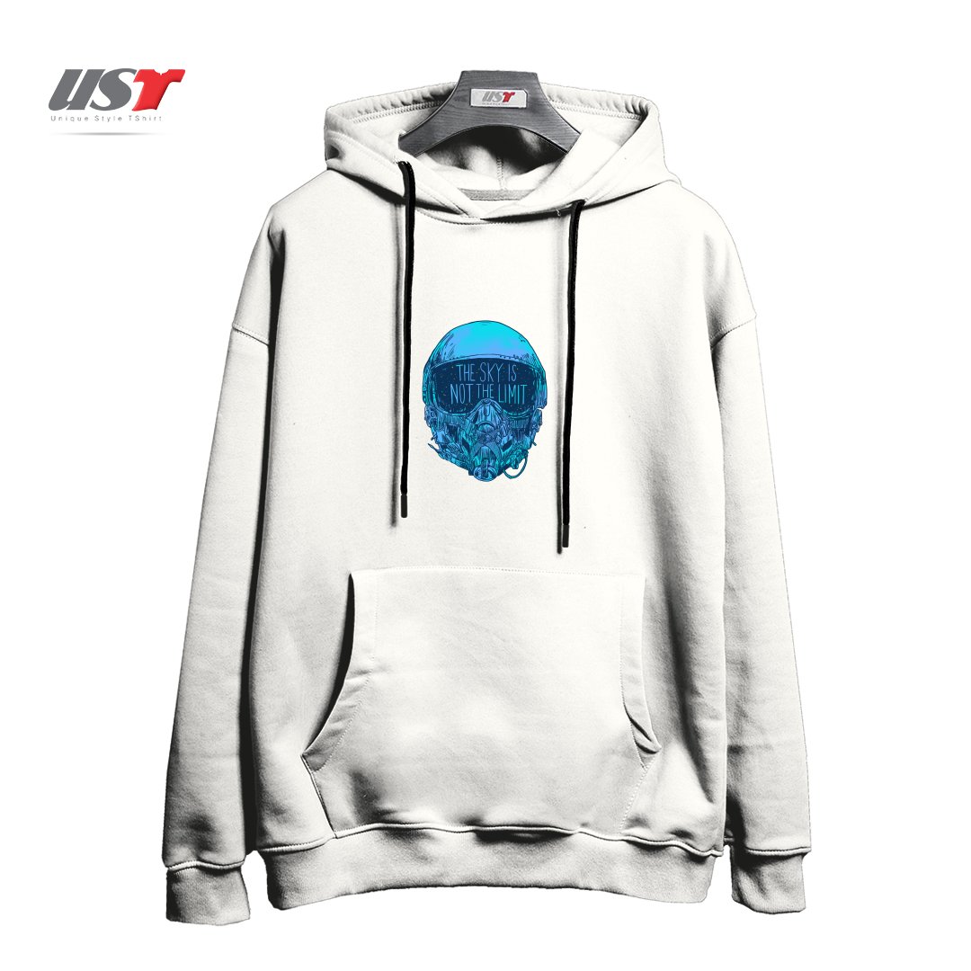 طرح THE SKY ABOVE هودی اورسایزرنگ سفید