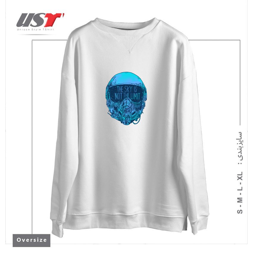 طرح THE SKY ABOVE سوییشرت اورسایزرنگ سفید