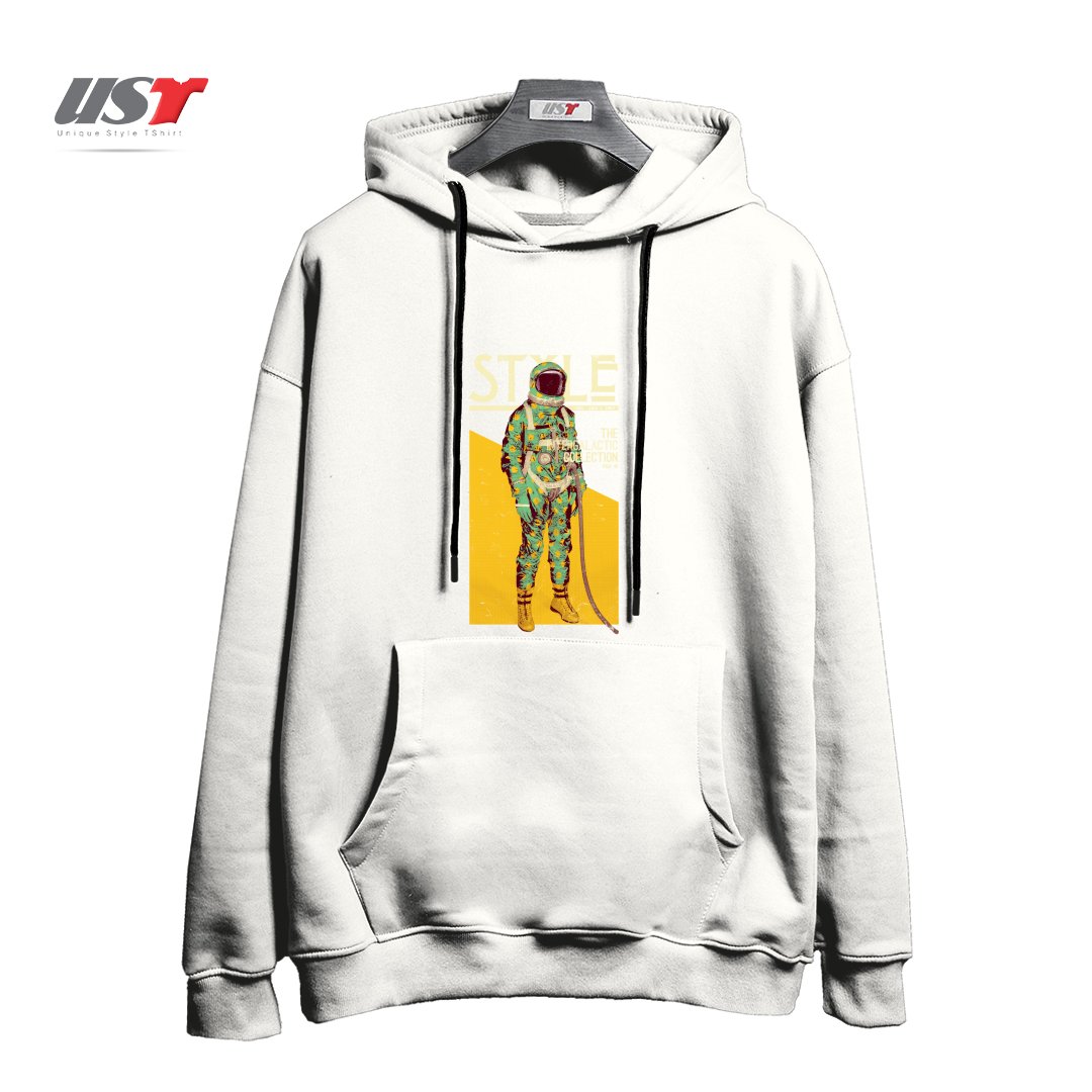 طرح THE INTERGALACTIC COLLECTION هودی اورسایزرنگ سفید