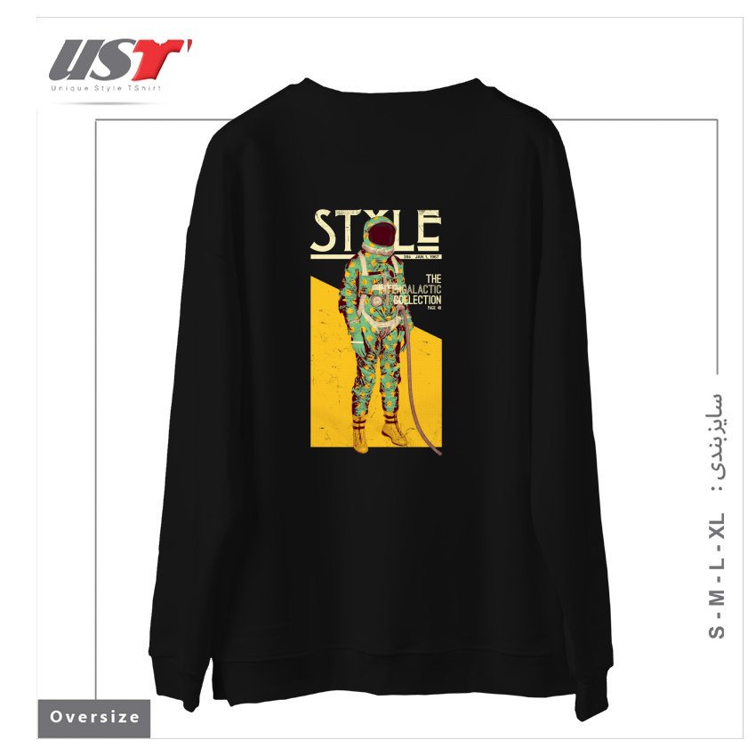 طرح THE INTERGALACTIC COLLECTION سوییشرت اورسایزرنگ مشکی