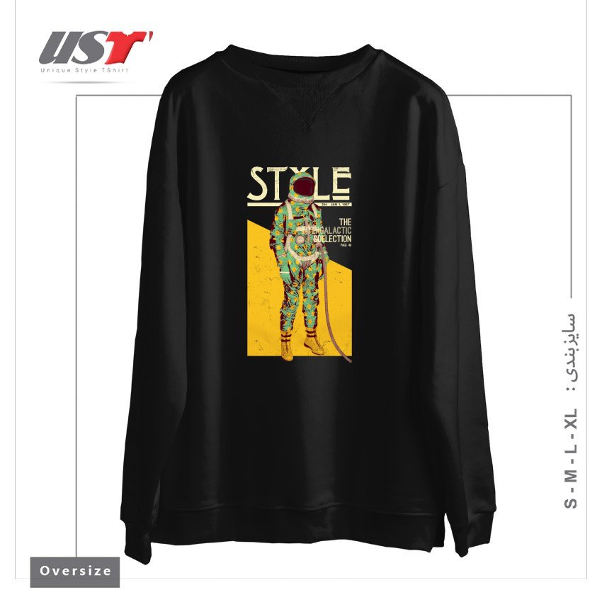 طرح THE INTERGALACTIC COLLECTION سوییشرت اورسایزرنگ مشکی