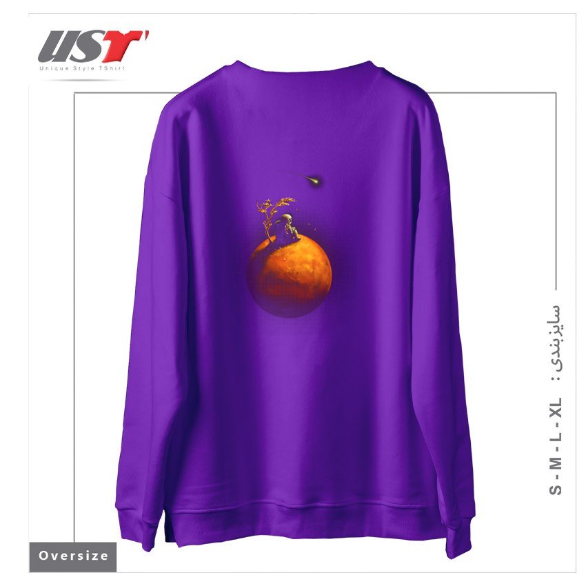 طرح STRANDED سوییشرت اورسایزرنگ بنفش