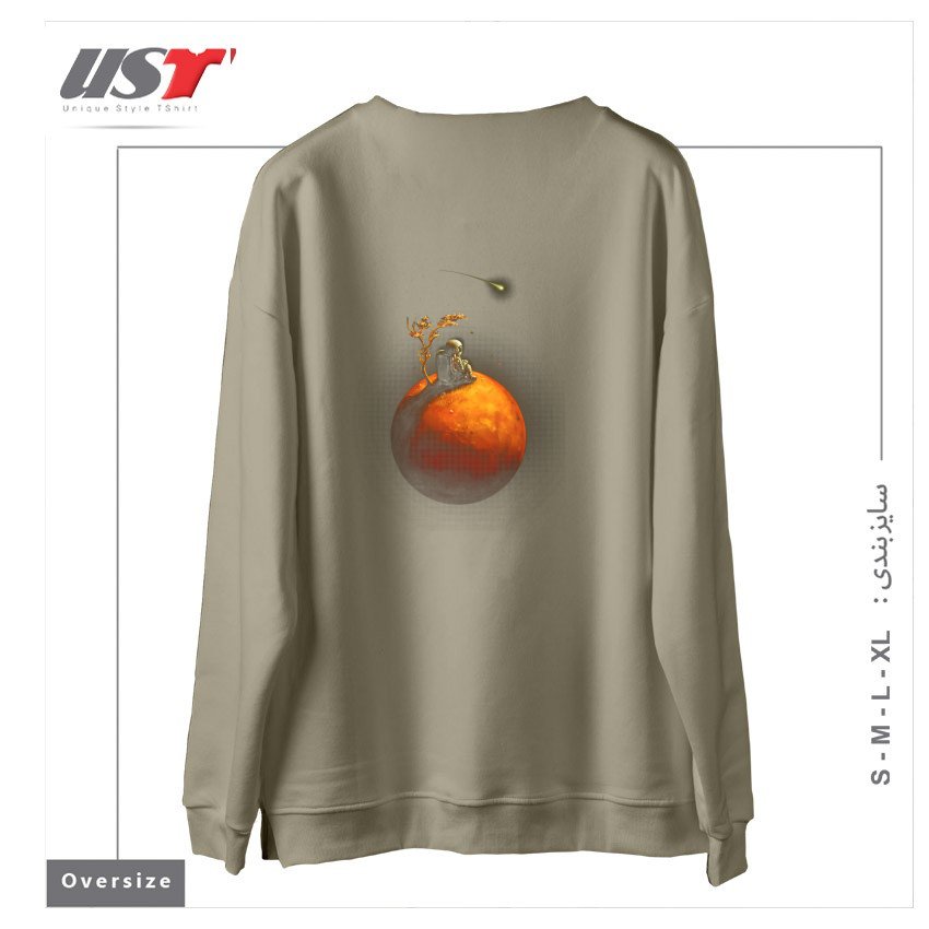 طرح STRANDED سوییشرت اورسایزرنگ نخودی