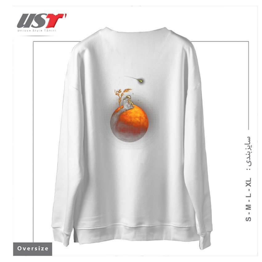 طرح STRANDED سوییشرت اورسایزرنگ سفید