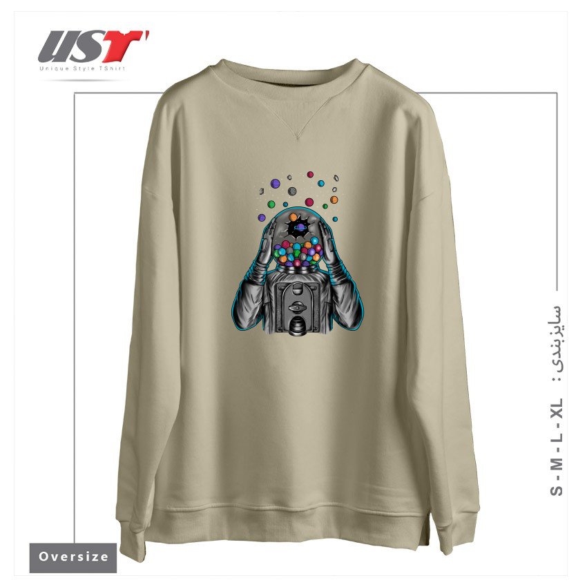 طرح SPACE1 سوییشرت اورسایزرنگ نخودی