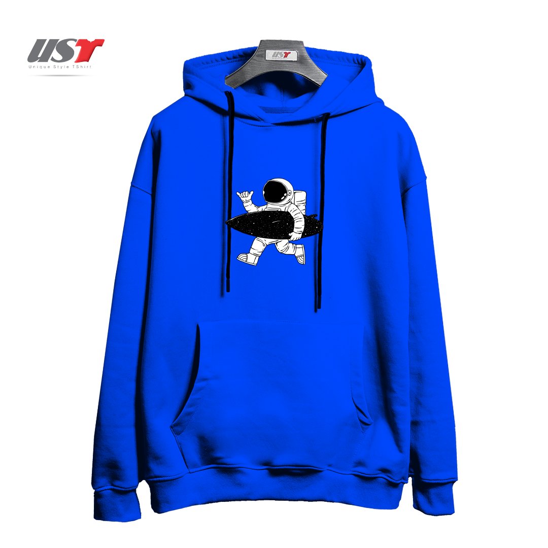 طرح SPACE SURFER هودی اورسایزرنگ آبی شالی