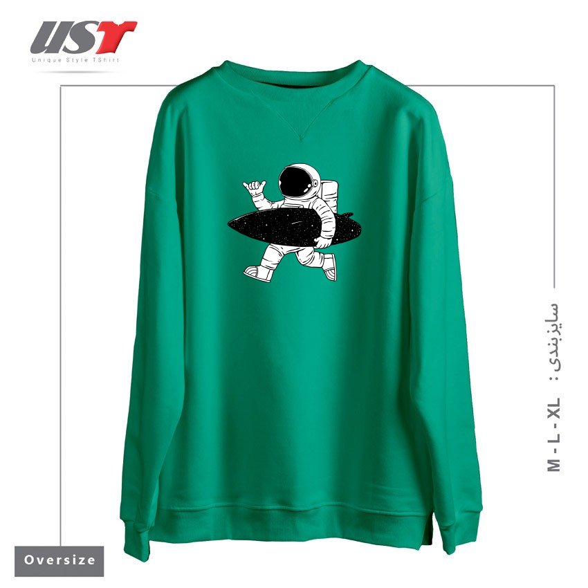 طرح SPACE SURFER سوییشرت اورسایزرنگ سبز سدری