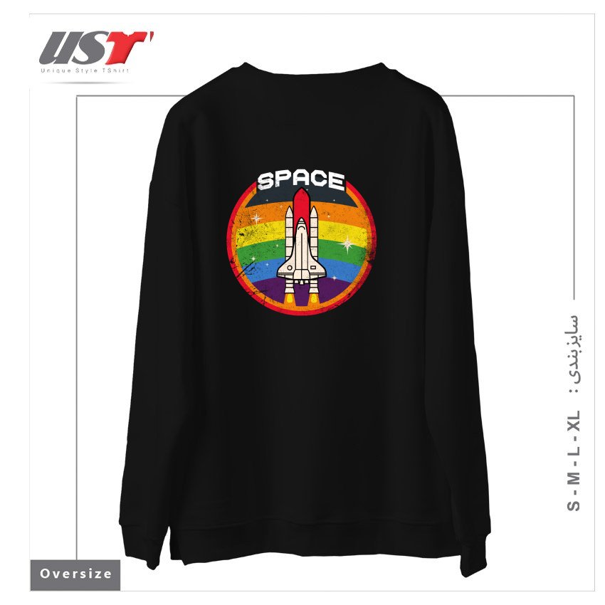 طرح SPACE EXPLORER سوییشرت اورسایزرنگ مشکی