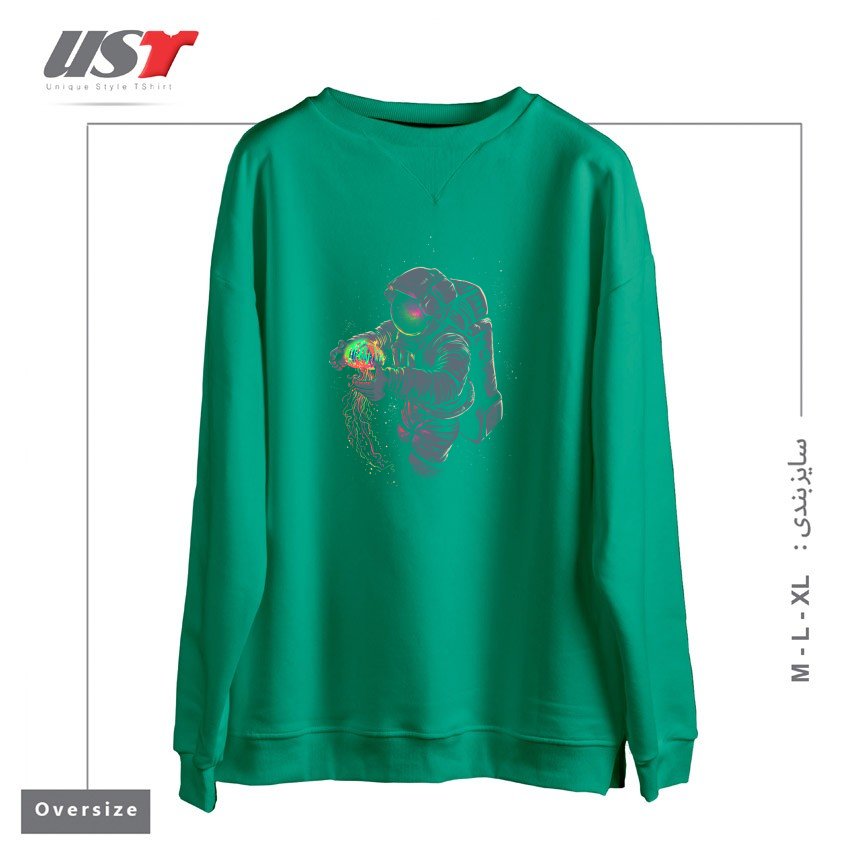 طرح JELLYSPACE سوییشرت اورسایزرنگ سبز سدری