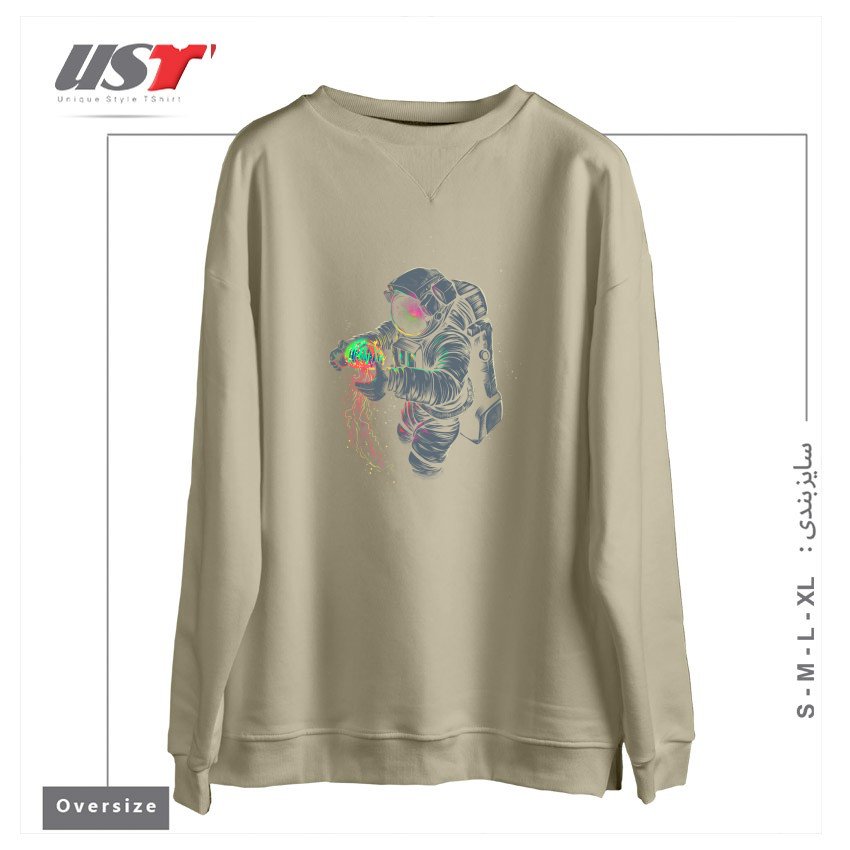 طرح JELLYSPACE سوییشرت اورسایزرنگ نخودی