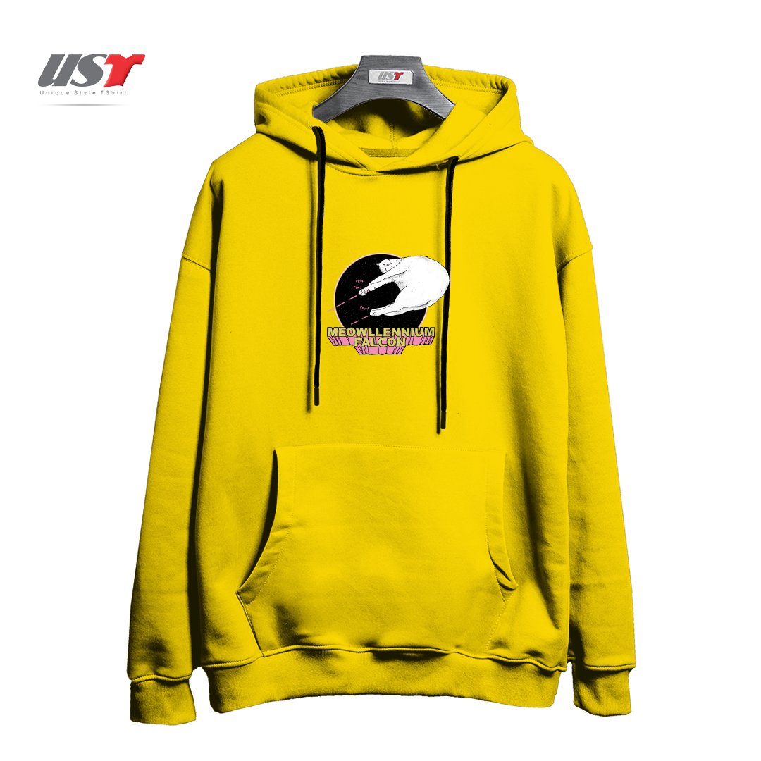 طرح MEOWLLENNIUM FALCON هودی اورسایزرنگ زرد
