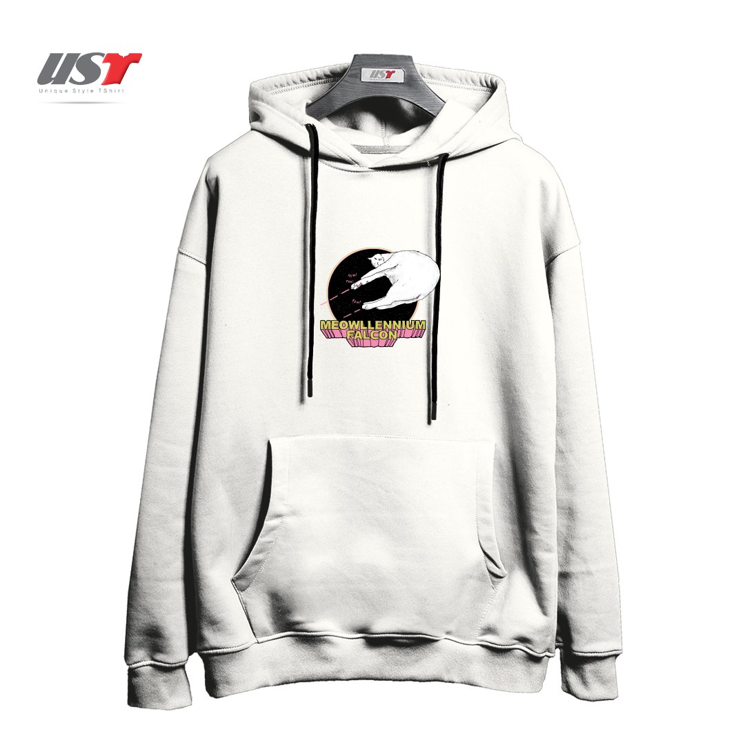 طرح MEOWLLENNIUM FALCON هودی اورسایزرنگ سفید