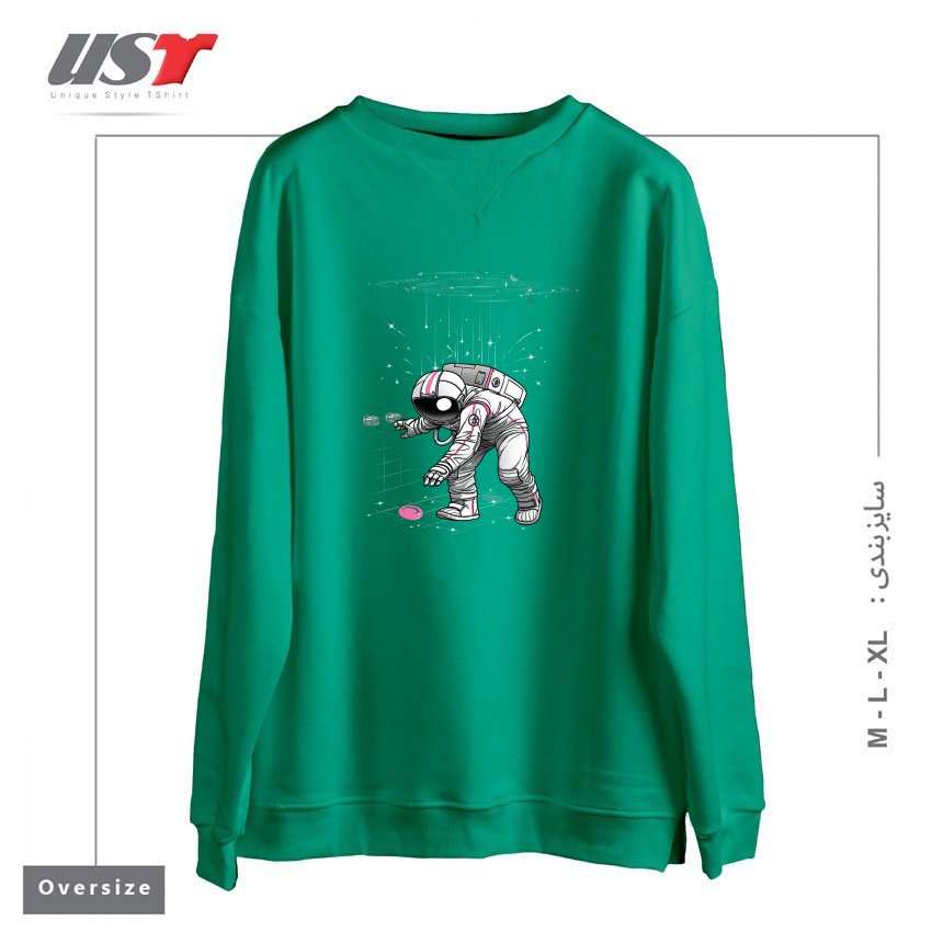 طرح METEOR SHOWER سوییشرت اورسایزرنگ سبز سدری