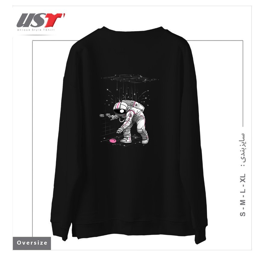 طرح METEOR SHOWER سوییشرت اورسایزرنگ مشکی