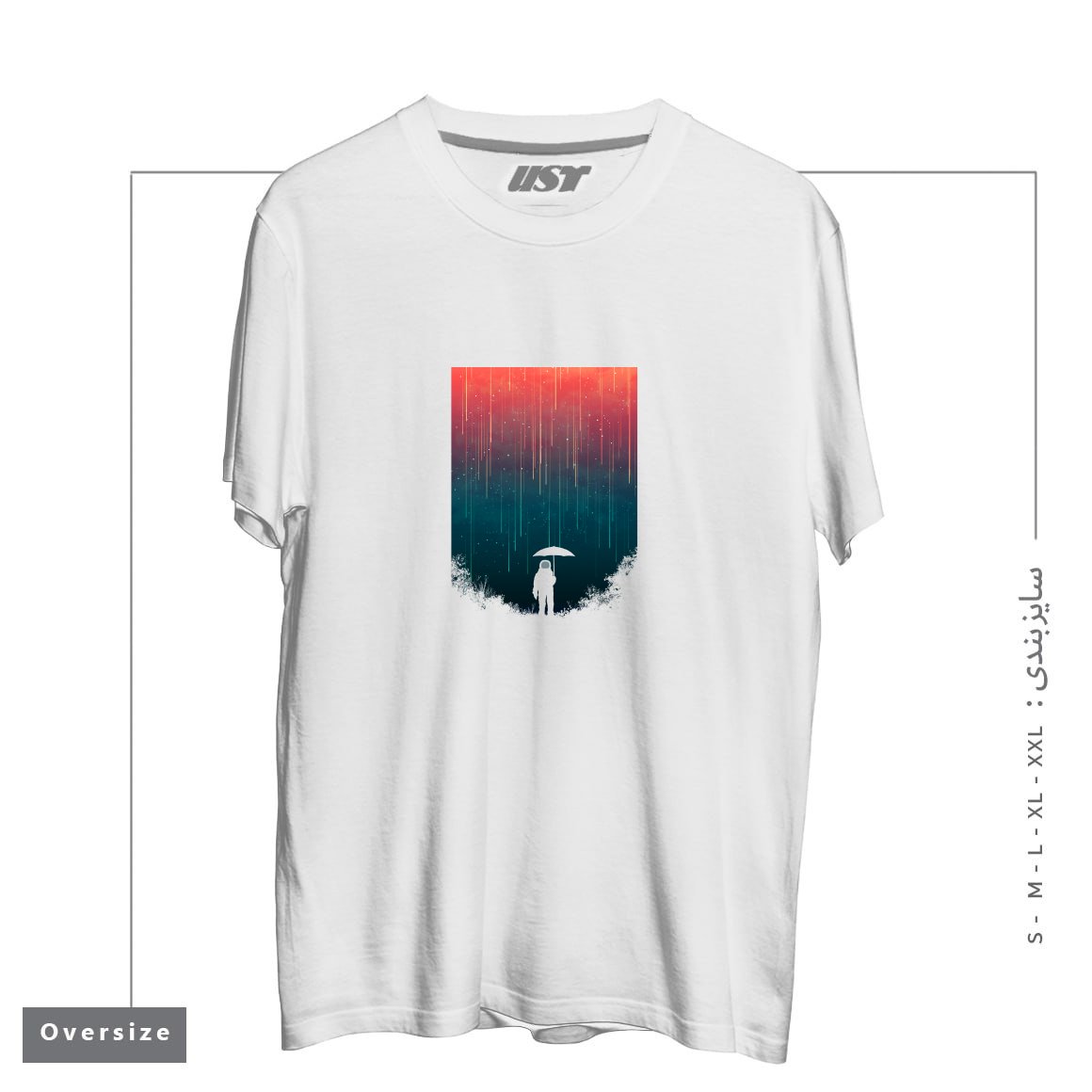 طرح METEOR SHOWER1 تیشرت اورسایزرنگ سفید